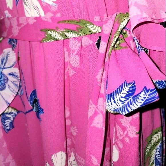 Rachel Rachel Roy NWT Women's Pink Floral Cold Shoulder Ruffled Maxi Dress Sz 8 - Picture 3 of 12